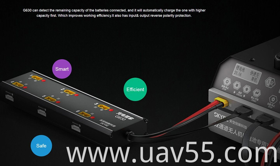 Skyrc G630 Charging Hub Charging Management System Paired PC1080 Charger for Uav/Agricultural Drone Batteries 6 in 1